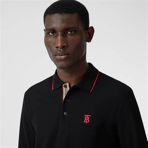 burberry pique polo shirt|Cotton Polo Shirt in Black .